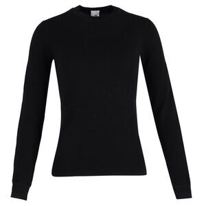 Iris & Ink Knitted Cut-Out Sleeves Top in Black Wool